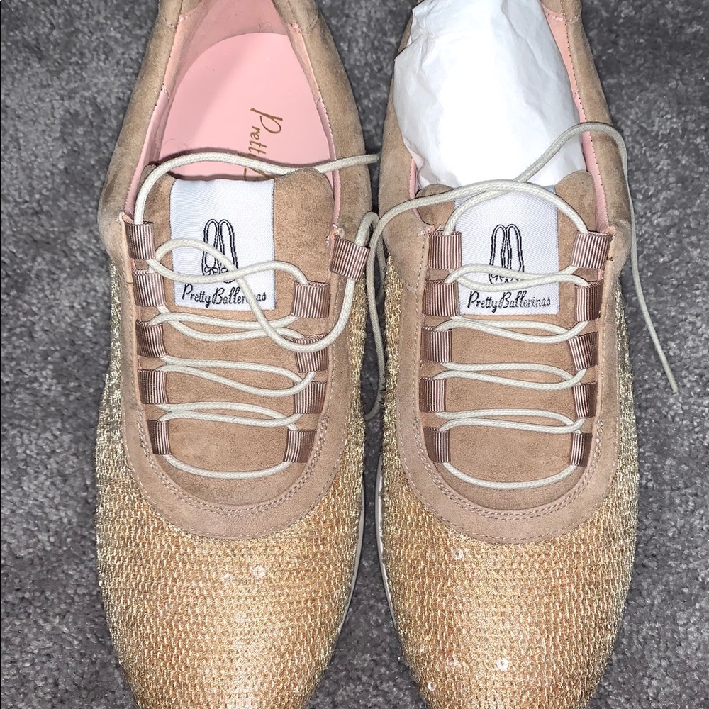 Pretty Ballerinas Gold Sequin Sneakers 38